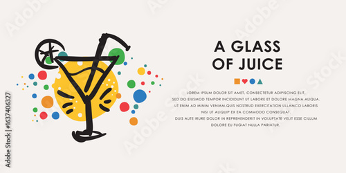 A glass of juice doodle icon, banner concept vector design.