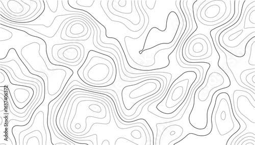 Topography white elevation contour pattern featuring seamless curved lines and grid overlays for nature graphics and geographic themes