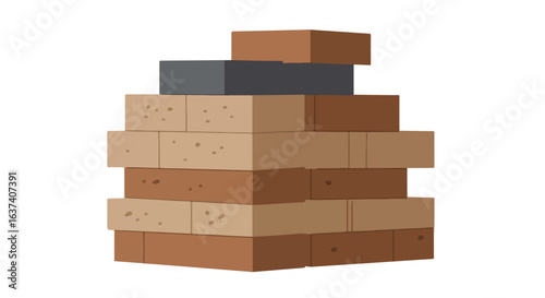 Stacked Bricks Multicolored stack featuring tan, gray, and brown colored bricks