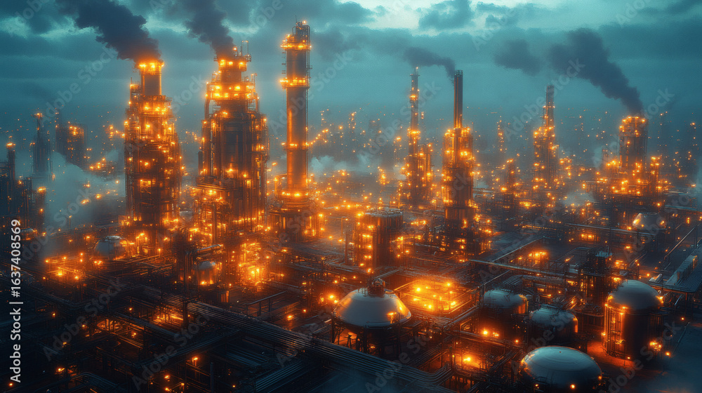 Naklejka premium Generate a vertical refinery tower with advanced engineering