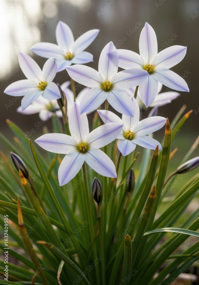 Fototapeta premium Spring starflowers in bloom, showcasing their delicate star-shaped petals