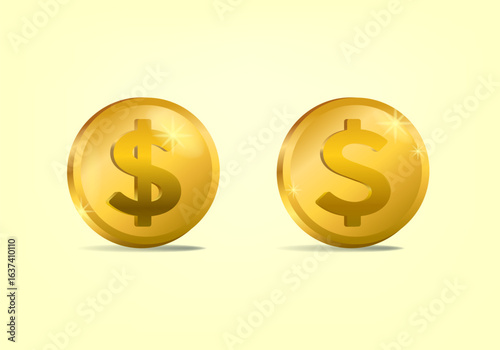 Coins and dollar cent, US dollar currency symbol sign isolated on background. Investment money finance icon concept.