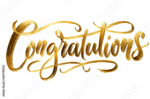 Congratulations in gold cursive font on a white background, cliparts 