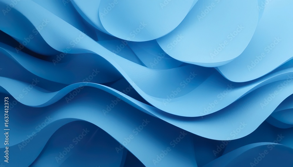 Obraz premium Blue Matte abstract layers, tone-on-tone design, 3D soft depth