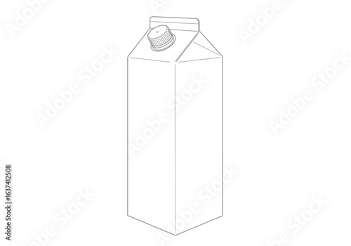 A carton with a round screw cap is outlined in gray against a white backdrop
