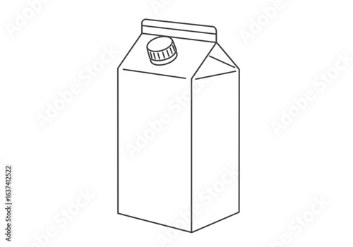 A carton is illustrated with a twist cap at the top in a linear style