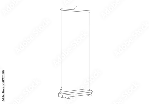 A gray outline of a retractable banner stand