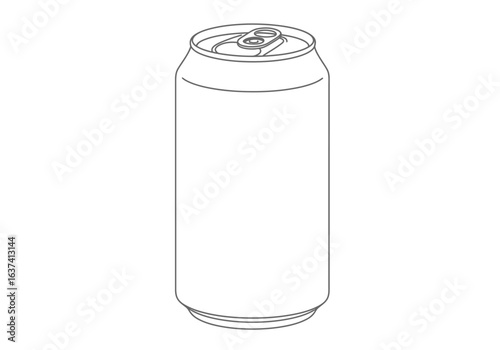 A gray outline of an unopened aluminum soda can featuring the pull tab on top