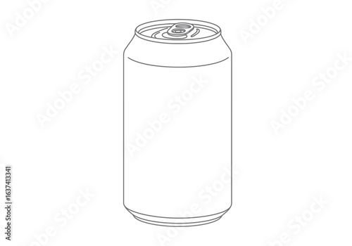 A greylined beverage can showcasing its cylindrical shape and top opening