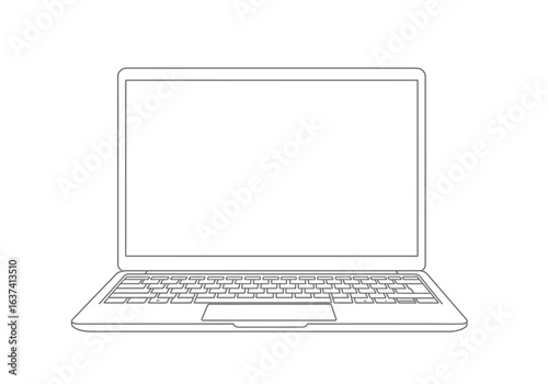 A laptop featuring a screen keyboard  trackpad is displayed against a white background