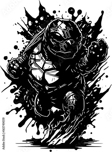 Aggressive turtle isolated on white background