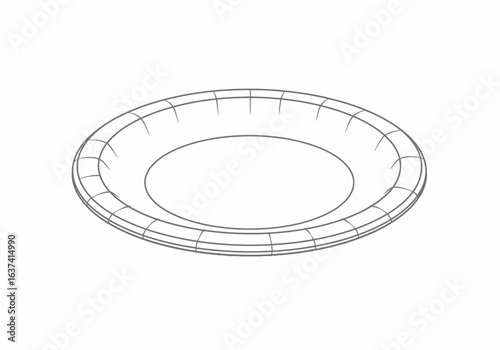 An upwardangled line drawing of a paper plate