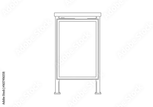 Outline of a bus stop sign showcasing its rectangular display area and supporting structure