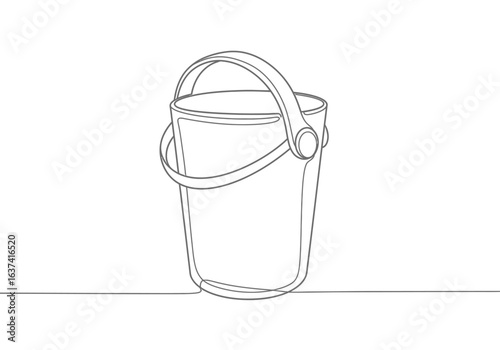 Outlined bucket illustration cylindrical container with two handles