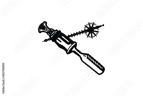 Clean stylish elegant modern detailed professional high quality Black and White Silhouette for Scrow Driver