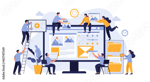 Teamwork and collaboration in digital marketing and website development projects illustrating business growth and online success