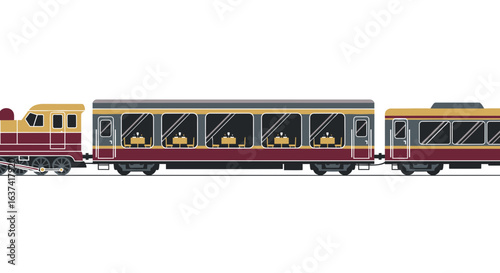 Luxurious dining experience aboard a vintage-style restaurant train illustration