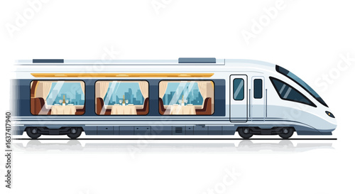 Luxury dining experience on a modern high-speed train carriage illustration
