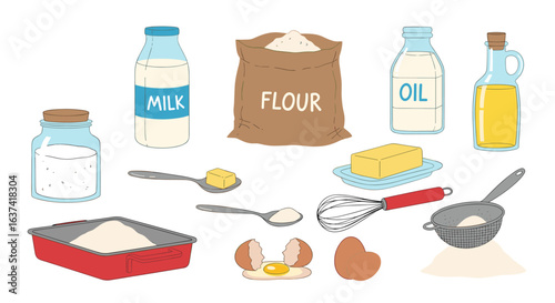 Essential baking ingredients and tools for creating delicious homemade treats