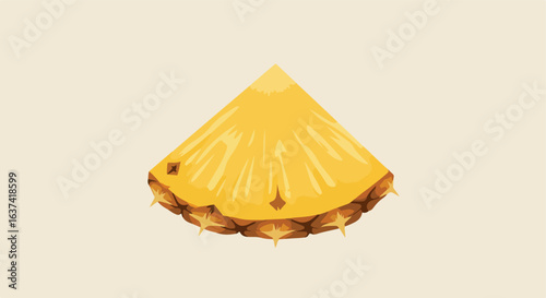 Pineapple Slice Isolated wedge with spiky brown peel & juicy yellow flesh