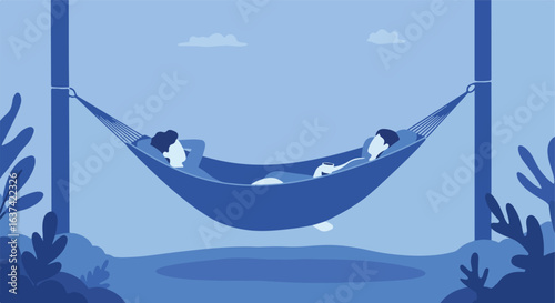 Relaxing retreat People peacefully rest in a hammock, enjoying a tranquil afternoon