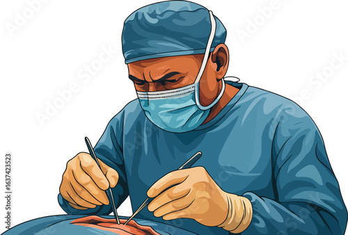 Doctor doing a surgery vector illustration