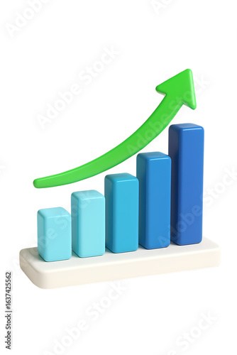 Free Download 3d rendered bar graph with upward arrow isolated on transparent background - GFXLoad