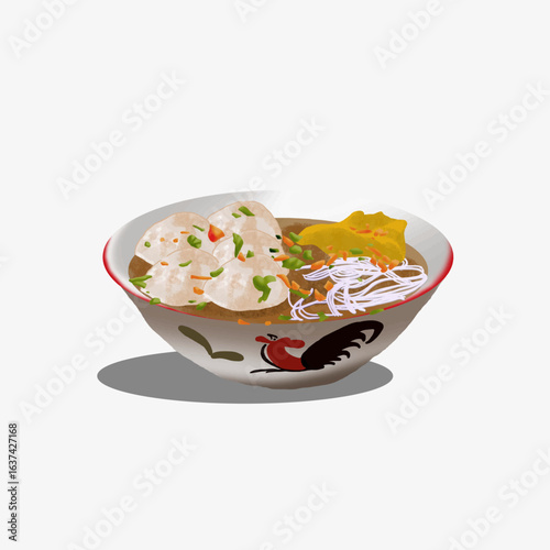 Illustration of Indonesian Traditional Food called Bakso