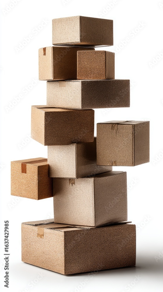 Obraz premium Stacked cardboard boxes, abstract composition
