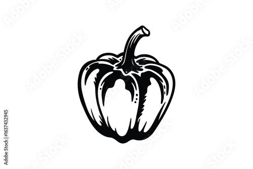 crisp clean stylish elegant modern detailed professional high quality Simple yet expressive illustration of a bell pepper in a sleek silhouette style exuding minimalism and modernity