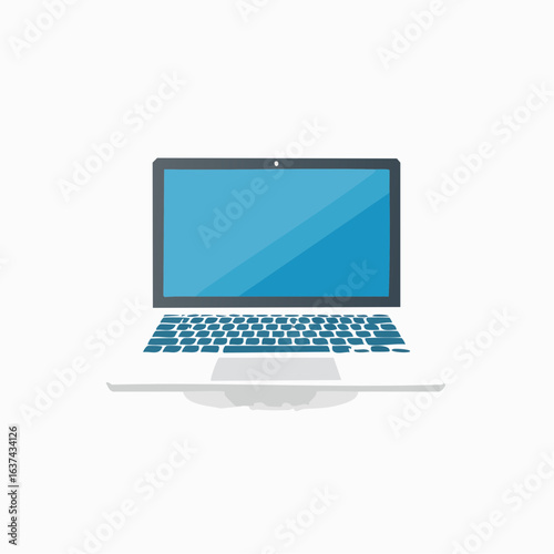 Simple vector illustration of a laptop computer on a white background, ideal for various design projects