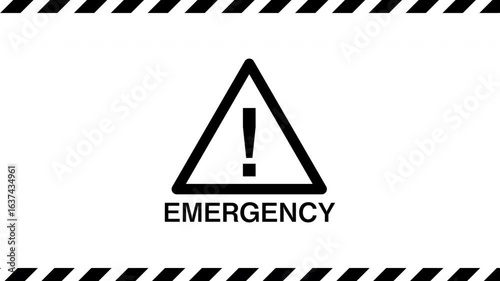 Animated large emergency mark on white background.