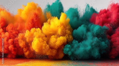 Vibrant Explosion of Multicolored Powder, Ideal for Festive Decor and Creative Design Projects