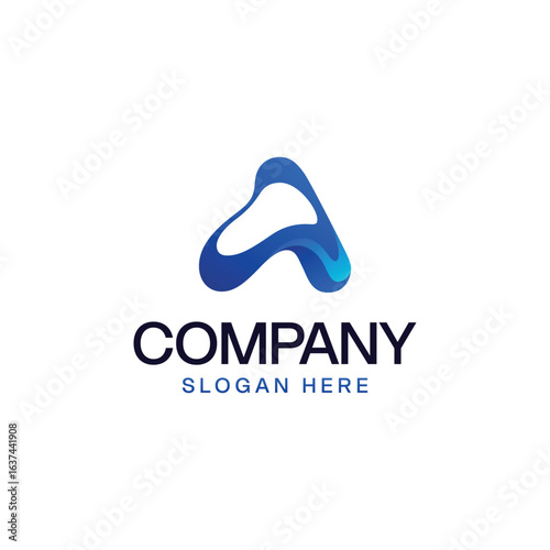 Letter A abstract fluid logo concept