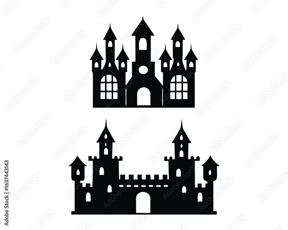 Fototapeta premium creepy castle icon silhouette vector illustration