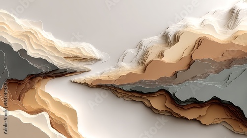 3D Paper Cut Landscape Art with Earthy Tones for Home Decor and Wall Art