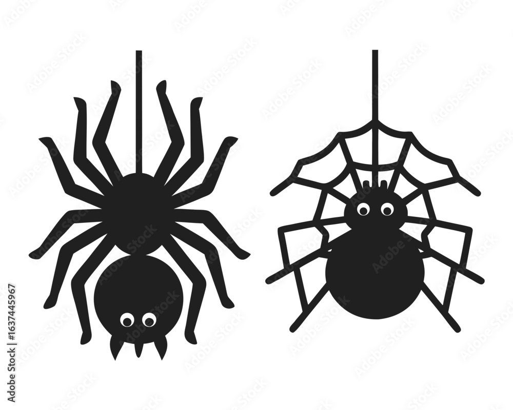 Obraz premium crawling spider icon silhouette vector illustration