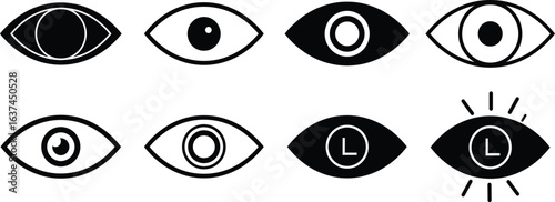 eye line icons set, Eyes icon vector collection, Eye Recognition Icons symbols, Eyesight symbol design,
