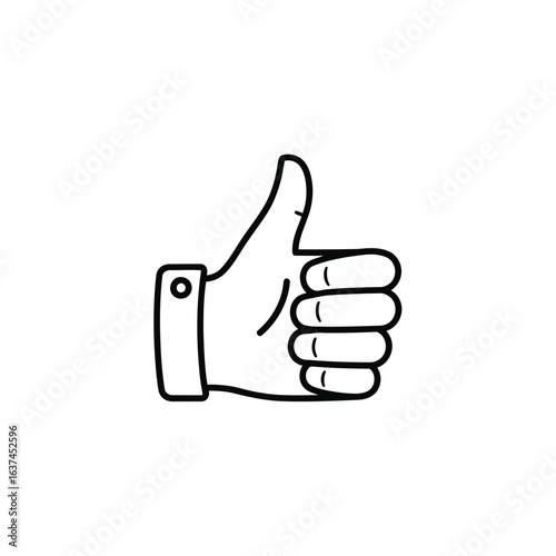 Vector illustration of hand with thumb up gesture, like symbol, isolated on white background