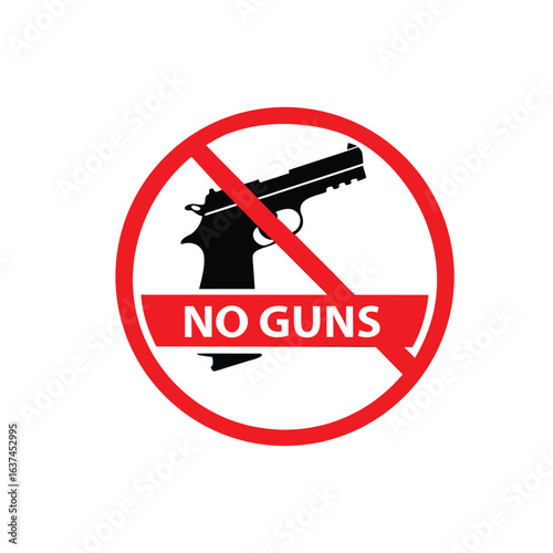 No guns allowed sign with pistol icon and red prohibition circle