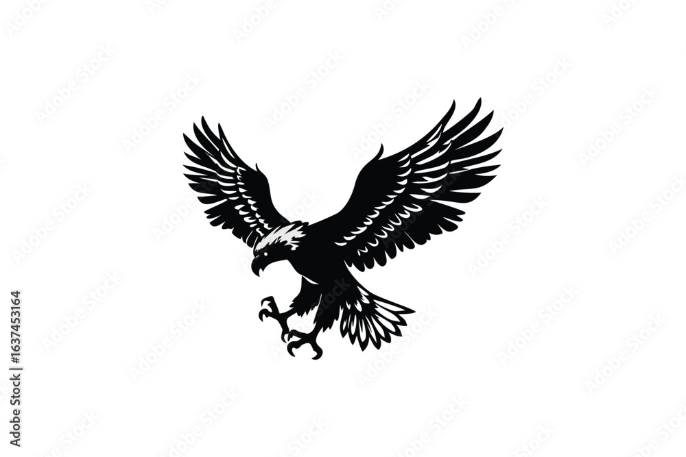 Obraz premium premium contemporary innovative creative digital colorful vibrant crisp clean stylish elegant modern detailed professional high quality Eagle Silhouette in Flight a Symbol of Freedom and Strength