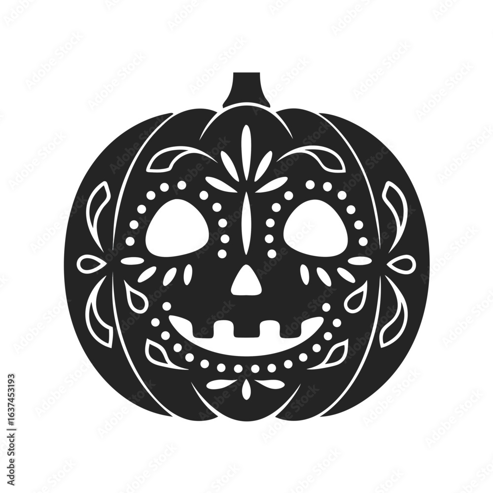 Obraz premium carved pumpkin face icon silhouette vector illustration