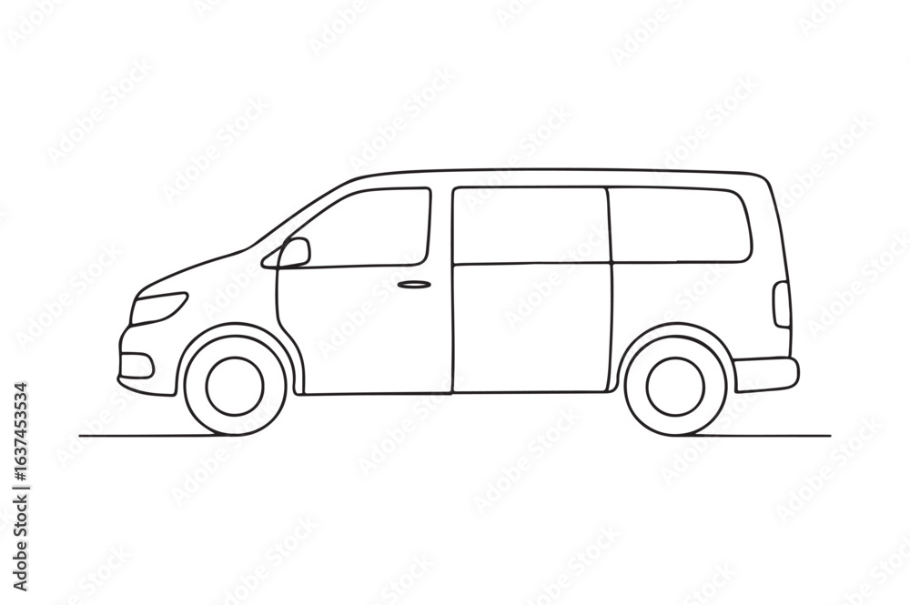 Fototapeta premium Van continuous one line drawing minimalism design