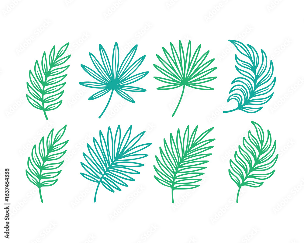 Obraz premium Collection of tropical leaves vector illustrations