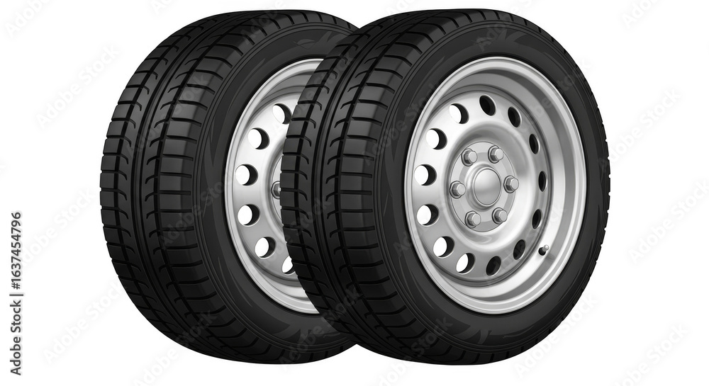 Obraz premium Twin tire treads against black