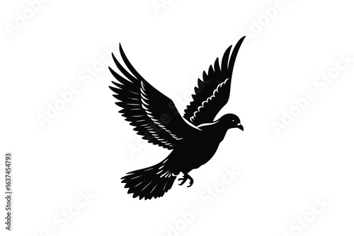 creative digital colorful vibrant crisp clean stylish elegant modern detailed professional high quality Dove in Flight A Symbol of Peace and Serenity in Black Silhouette Style