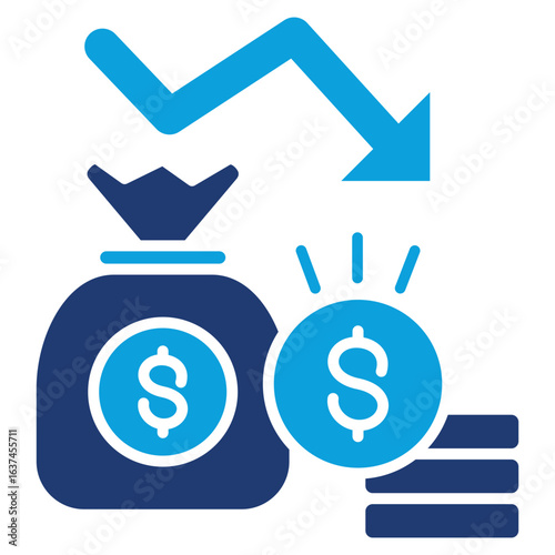 Recession Flat Blue Icon