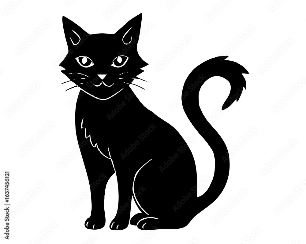 Obraz premium black cat silhouette vector illustration