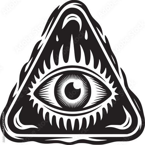 Mysterious all seeing eye in dark ink perfect for edgy design projects and symbolic art