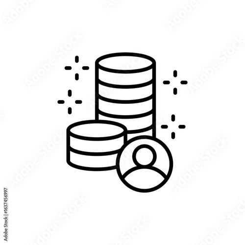 Personal saving outline icons, minimalist vector illustration ,simple transparent graphic element .Isolated on white background